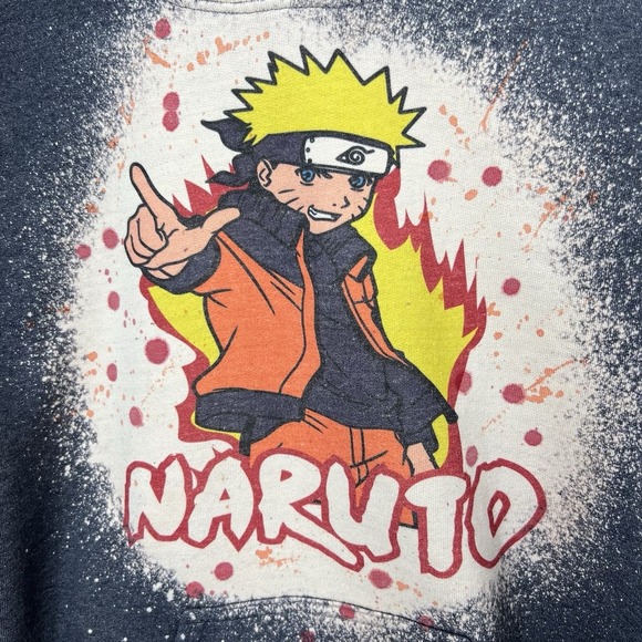 Rare Vintage Naruto Hooded Sweatshirt Bleached Background Men's Sz *Small (READ) - Picture 2 of 4